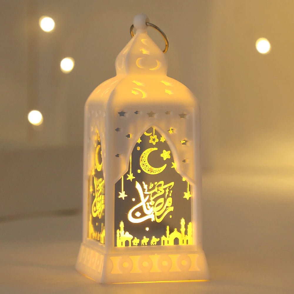LED Star Moon Candlestick Light | Ramadan Decoration with Castle Wind Lamp close-up view