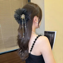 Fashion Flower Tassel Hair Clip For Women Girls Shark Ponytail Clip Headdress Temperament Headwear Hair Accessories Gifts