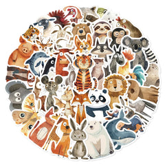50 Pcs Quirky Watercolor Animal Cartoon Stickers | DIY Decals for Luggage, Laptops & alternate view