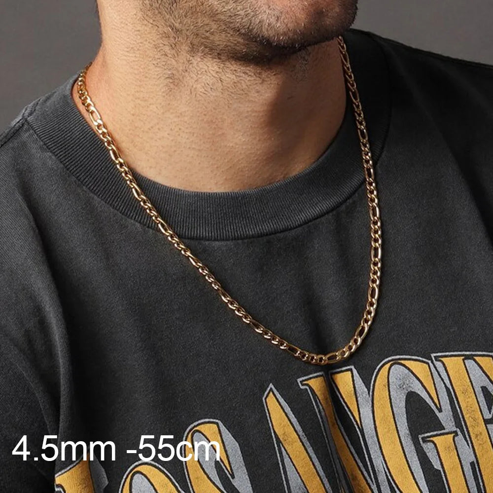 Vnox Figaro Chain for Men Women | Stainless Steel Cuban Link Choker close-up view