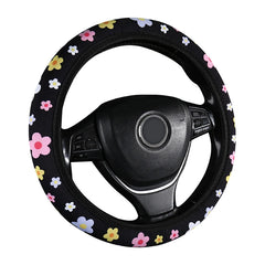 Flannelette Steering Wheel Cover Floral Print Anti-Slip