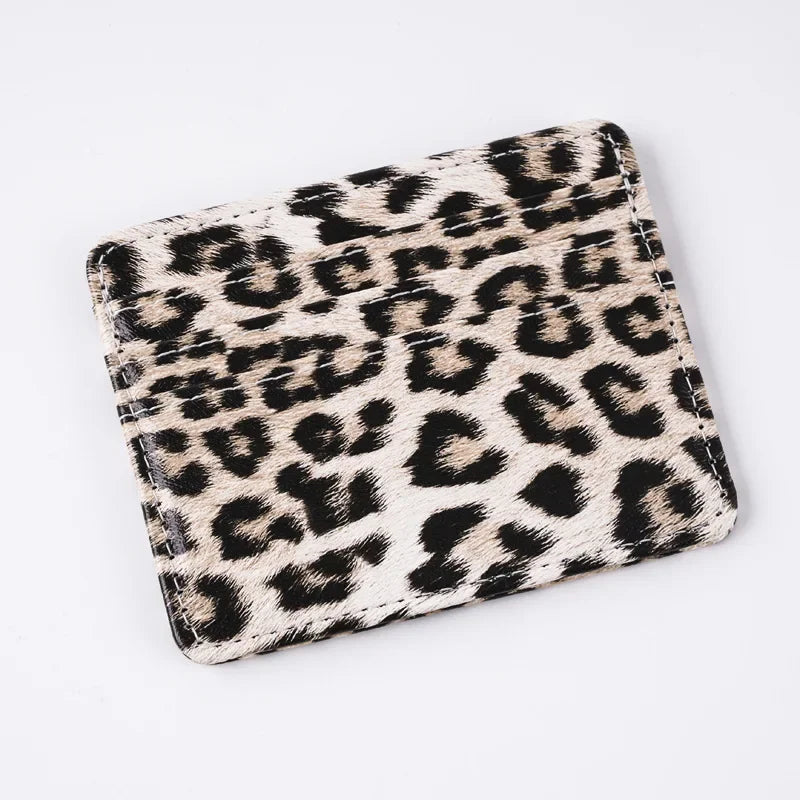 Women Leopard Print PU Leather Card Wallet | Ultra Thin Multi Slot Credit Card Hold additional angle