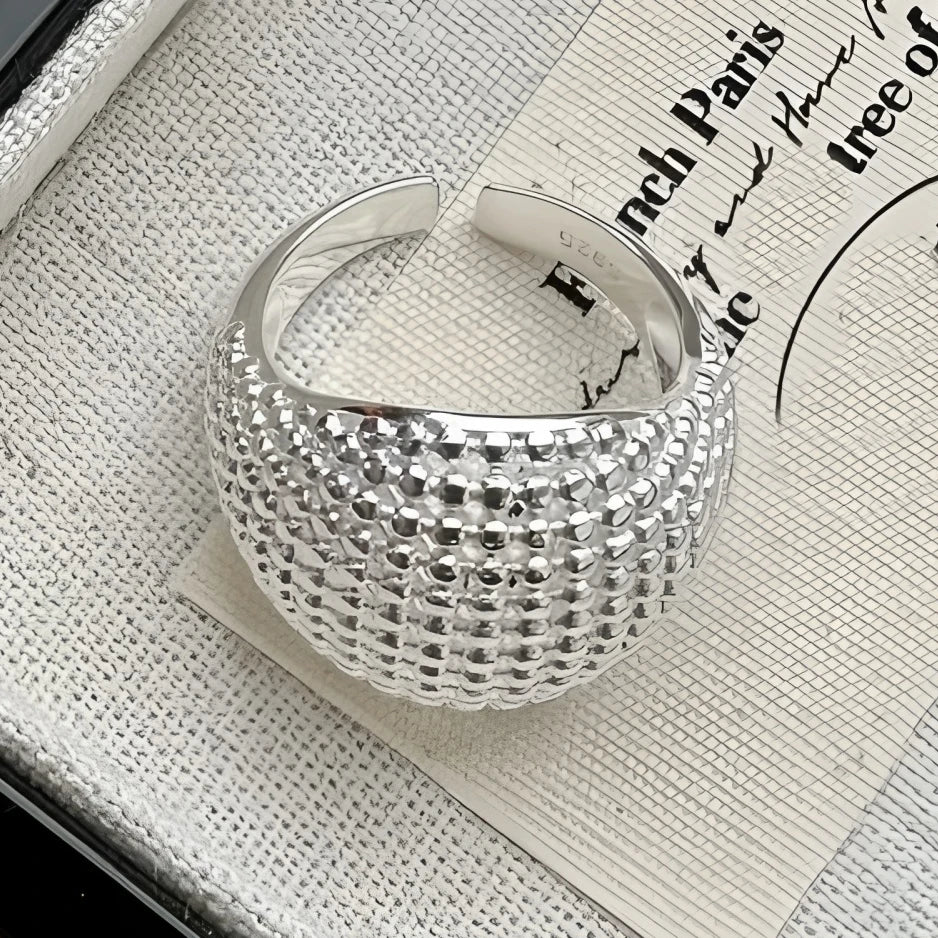 VENTFILLE 925 Sterling Silver Trend Arched Wide Ring For Female Geometry Punk Design Jew detail view