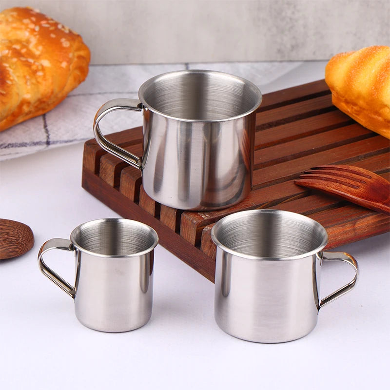 1PC Unbreakable Drinking Cup With Handle For Coffee Stainless Steel Coffee Mug Camp additional angle