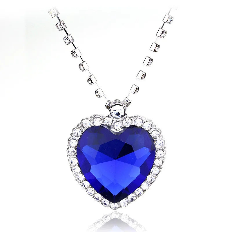 Movie TITANIC Heart Of the Ocean Necklace Love Forever Blue Red Crystal Pendants Ne additional angle