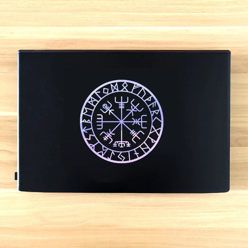 Viking Protection Runes Vegvisir Compass Talisman Red Vinyl Decal | Car and Laptop De lifestyle view