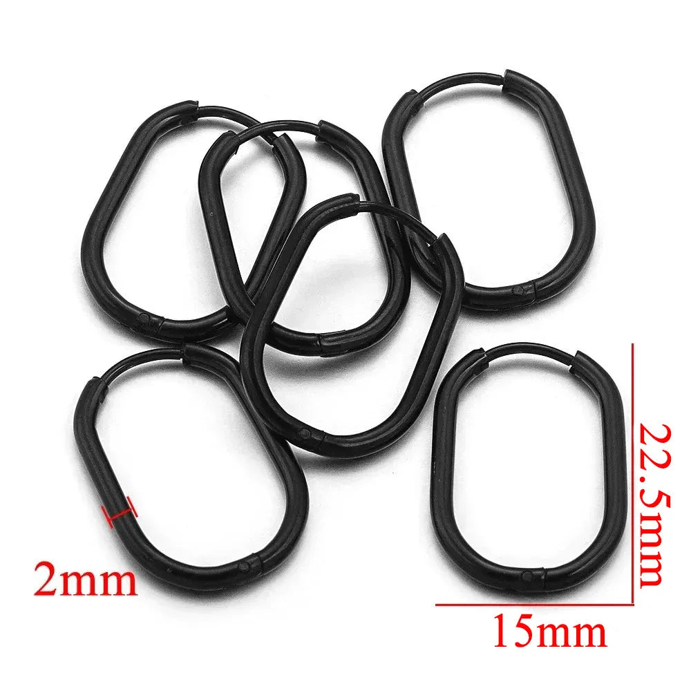 Gold Plated Rectangular Hoop Earrings | 6pcs Stainless Steel Jewelry Findings for DIY detail view