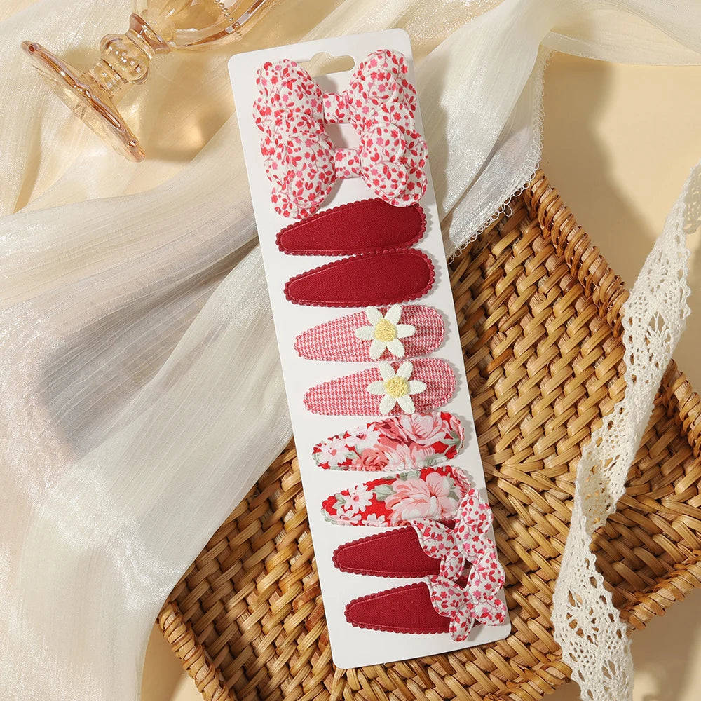 10PCS/Set New Fabric BB Hair Clip Children's Girls' Teenagers' Side Bangs Clip Girls' Party Daily Decoration Hair Accessories