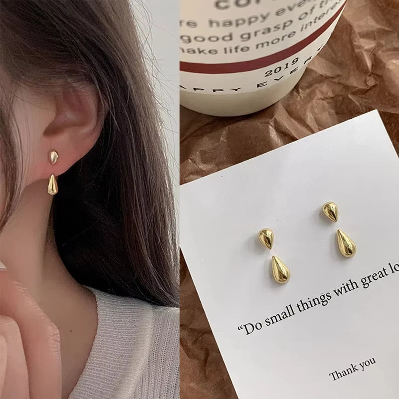FTCY Water Drop Earrings For Women Irregular Geometry Claw Stud Earrings Luxury Korean Female Summer