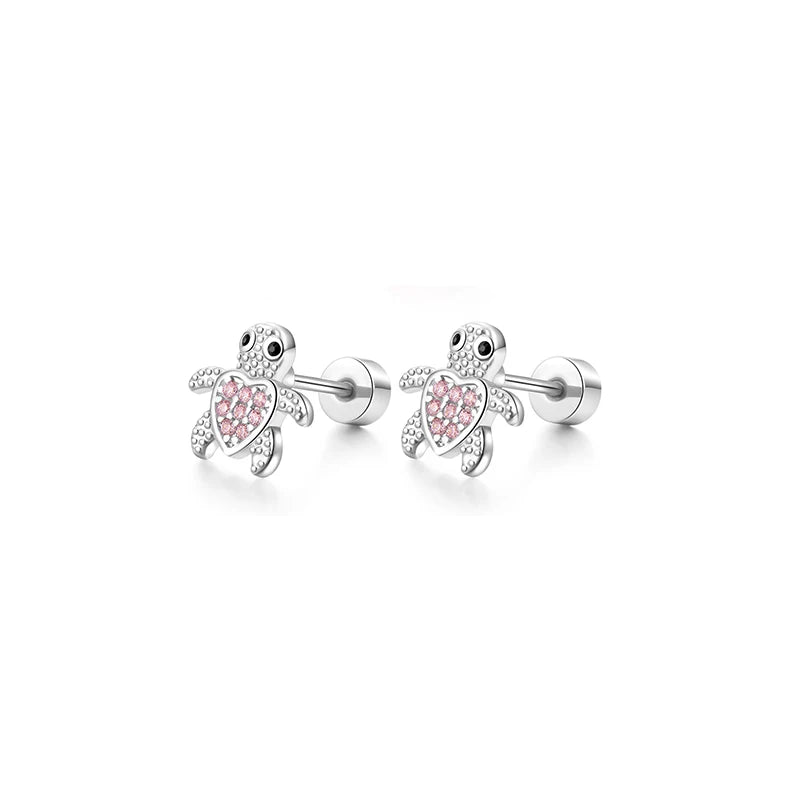 1/6 Pairs Hypoallergenic Screw Back Earrings, Flat Back Earrings Hoops Cat Turtle Car lifestyle view