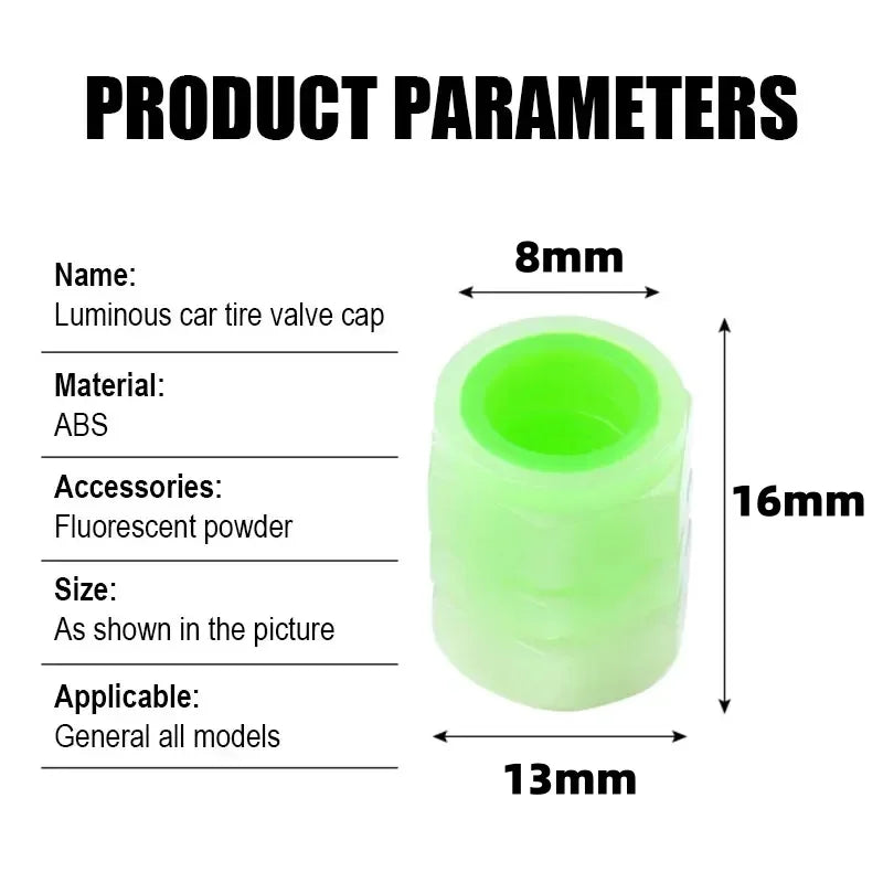 Luminous Tire Valve Caps Glowing Night Wheel Decor