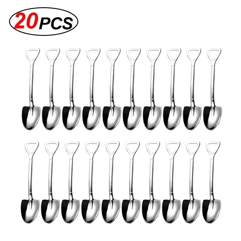 Stainless Steel Dessert Spoon Set | Shaped Spade Scoop for Ice Cream and Fruit detail view