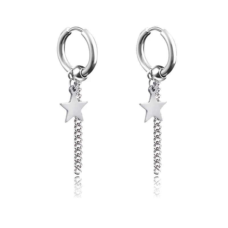 1 Pairs Fashion Punk Gothic Stainless Steel Drop Earrings Studs for Women Men Gothi additional angle