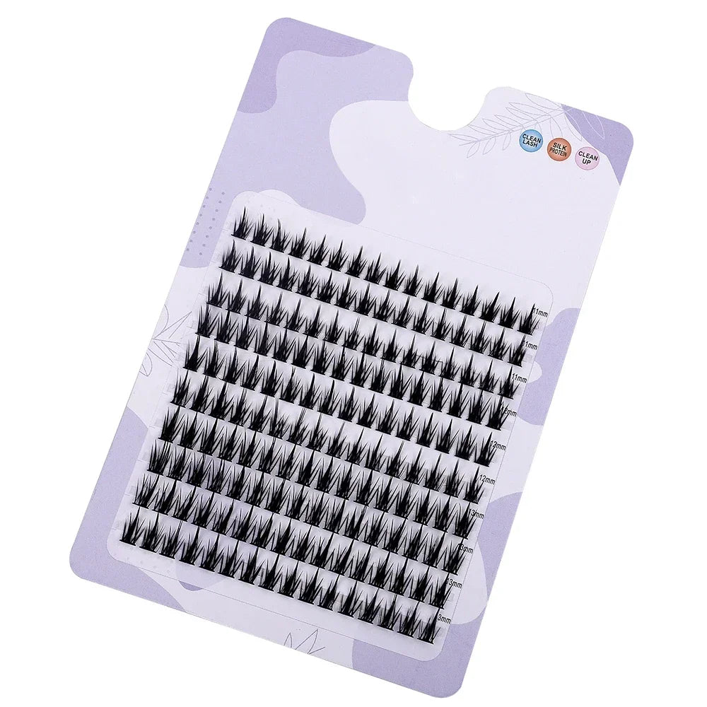 160 Pcs Wheat-Ear Shape Fake Eyelashes Fine Stem, DIY Eyelash Extension, Thick Segmen lifestyle view