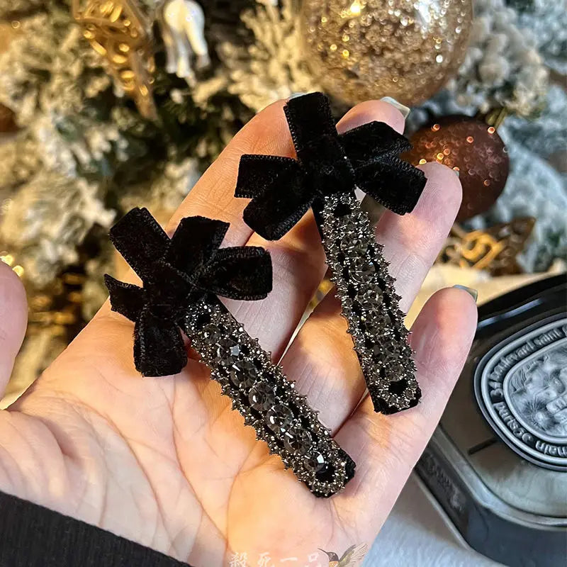 Sweet Bow Rhinestone Hair Clips 2pcs/set additional angle