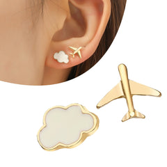 Fashion Cute Cloud Airplane Small Earrings | Creative Sweet Dripping White Earrings for Women