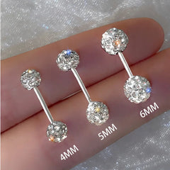 1 Pc Stainless Steel Unisex Women Men Round Crystal Zircon Ear Studs Earrings 4 Prong Tr detail view