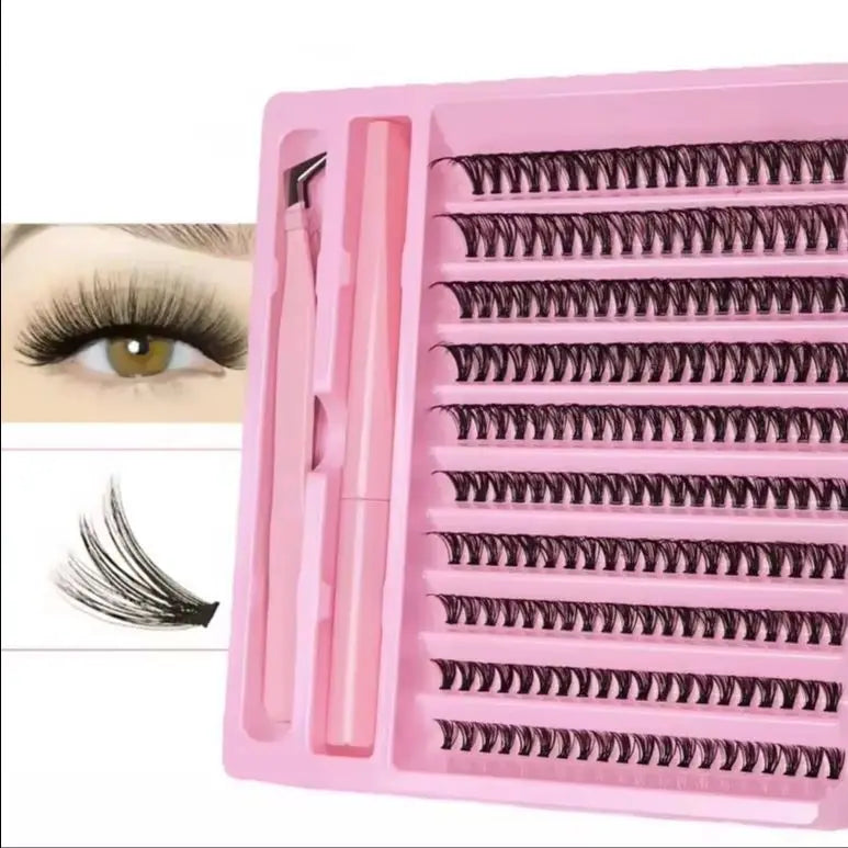 DIY Lash Extension Kit 200pcs Lash Clusters With Bond Lashes Kit Cluster Lashes D Curling False Eyel