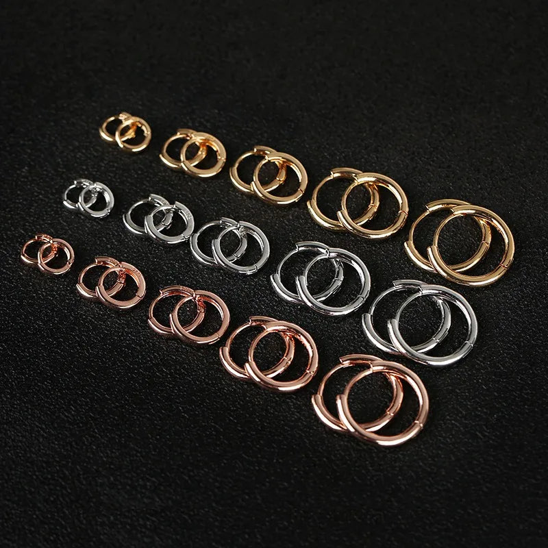 2pcs Fashion Hoop Earrings, Gold Color Tiny Cartilage Earrings Piercing Jewelry Tre additional angle