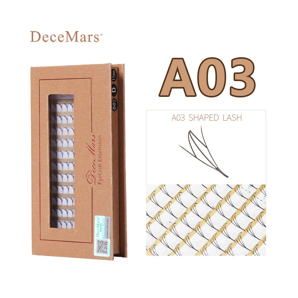 DeceMars A Series Premade Fan Eyelash Extensions | DIY Natural Look Lashes close-up view