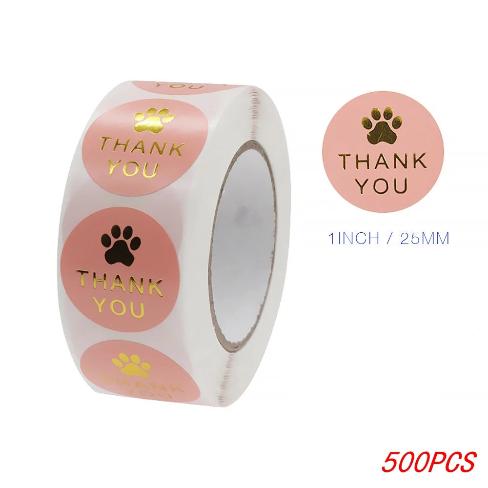 1 Inch Gold Foil Paw Thank You Stickers | Cute Business Supplies detail view