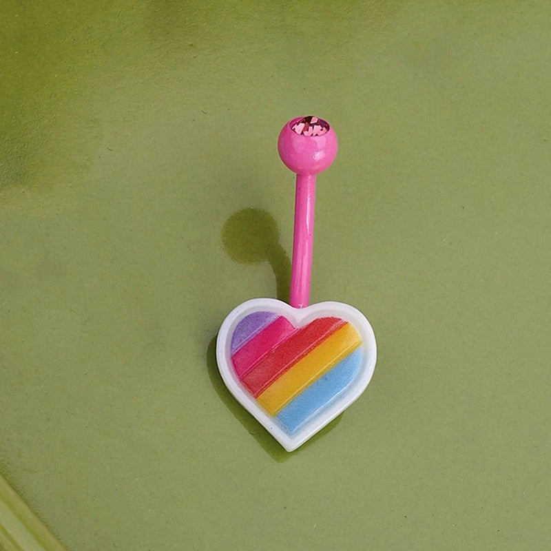 Sweet Dinosaur Navel Ring Zircon Heart Strawberry Belly Button Ring For Women Body additional angle