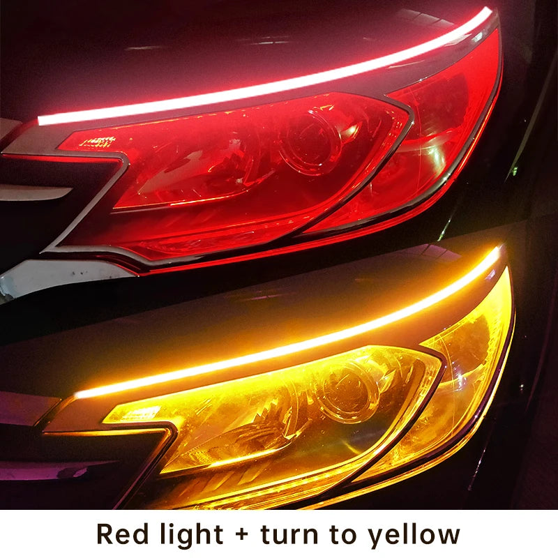 2pcs Car LED DRL Light Strip Dynamic Scan Flexible Waterproof 12V Universal | Daytime Ru detail view