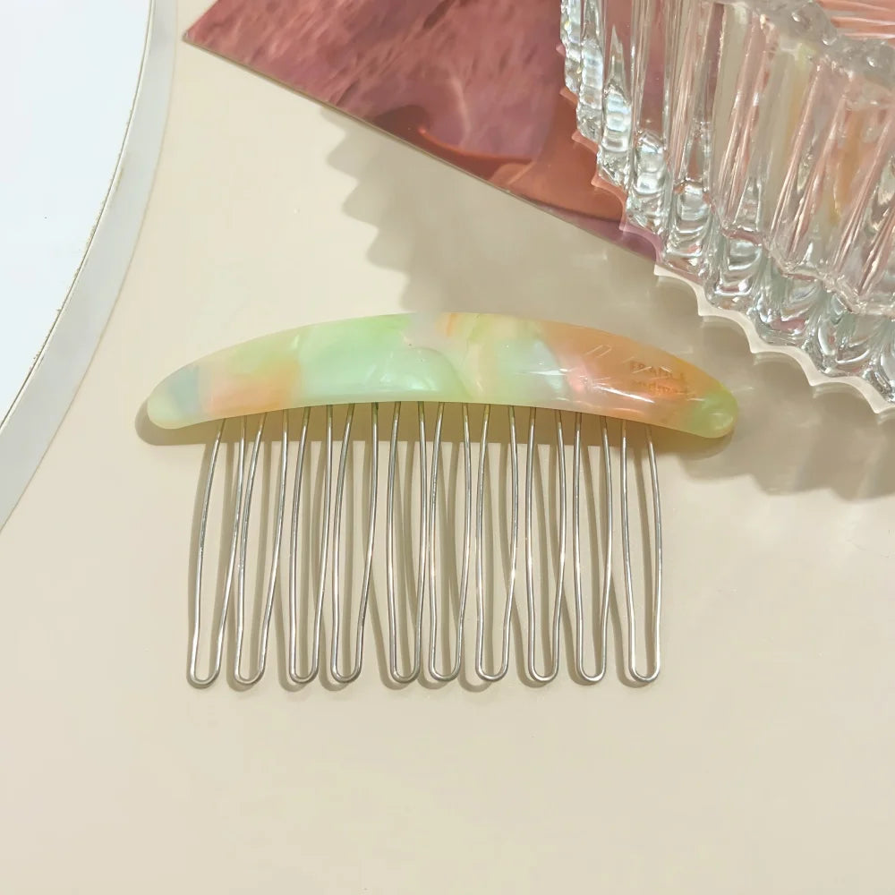 1/2pcs Acetate Metal Hair Combs Clips for Women Girls Side Bangs Upside-down Hairpins alternate view