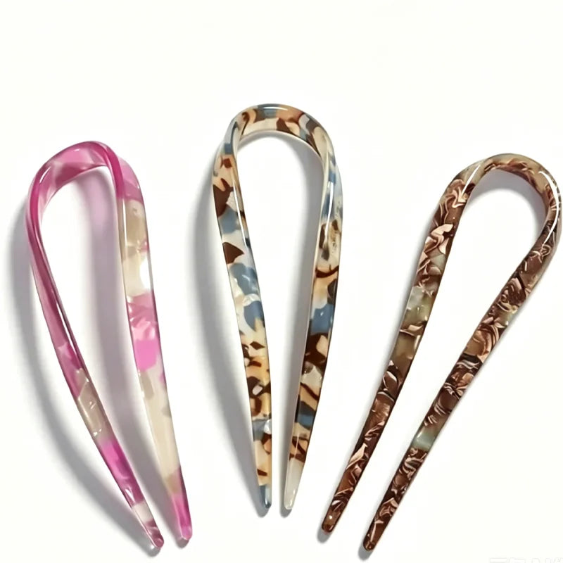 Retro U-shaped Acetate Hairclip for Women Elegant Temperament Ponytail Hairpin Fashio lifestyle view
