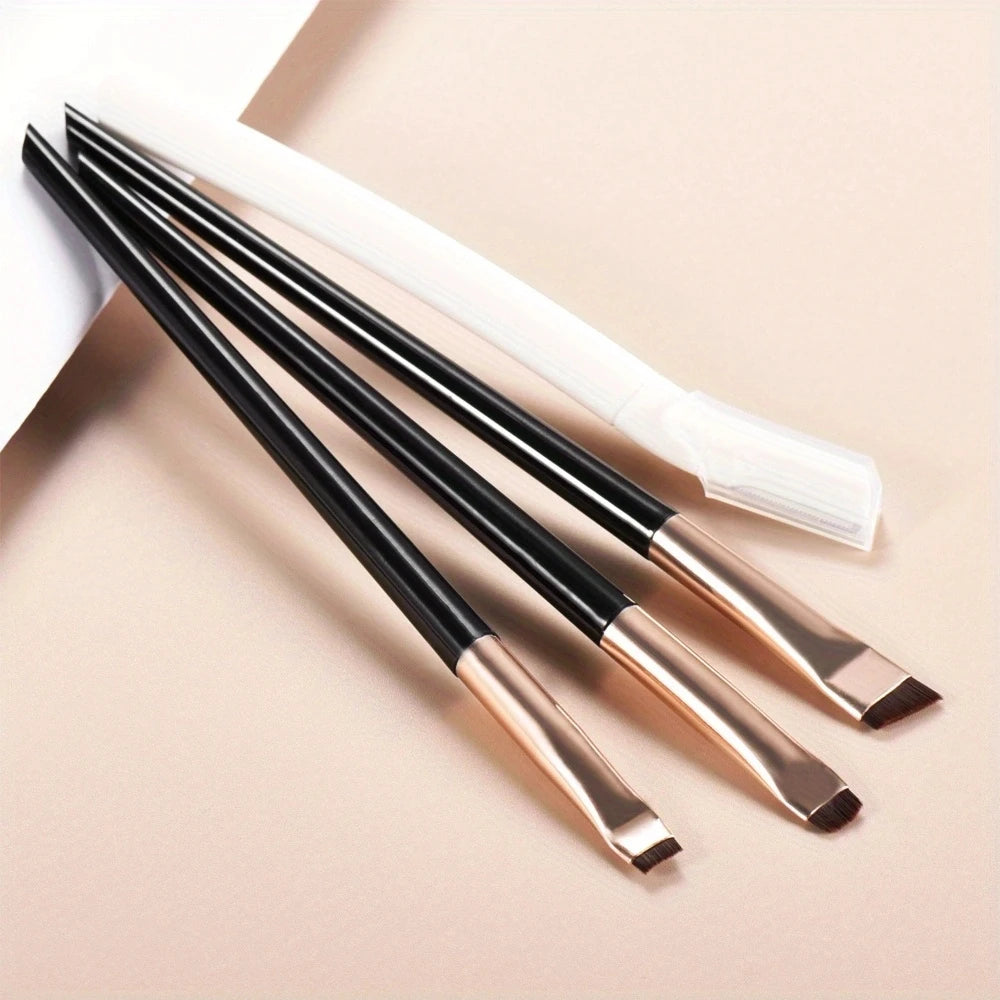 Ultra-Thin Eyebrow Brush Set | 3-Piece Angled Precision Makeup Brushes alternate view