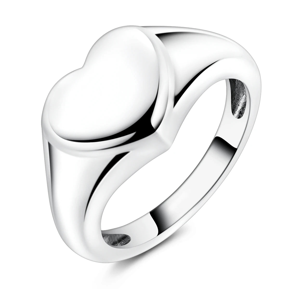 925 Sterling Silver Heart Ring with Cubic Zircon | Geometric Wedding Band for Women lifestyle view