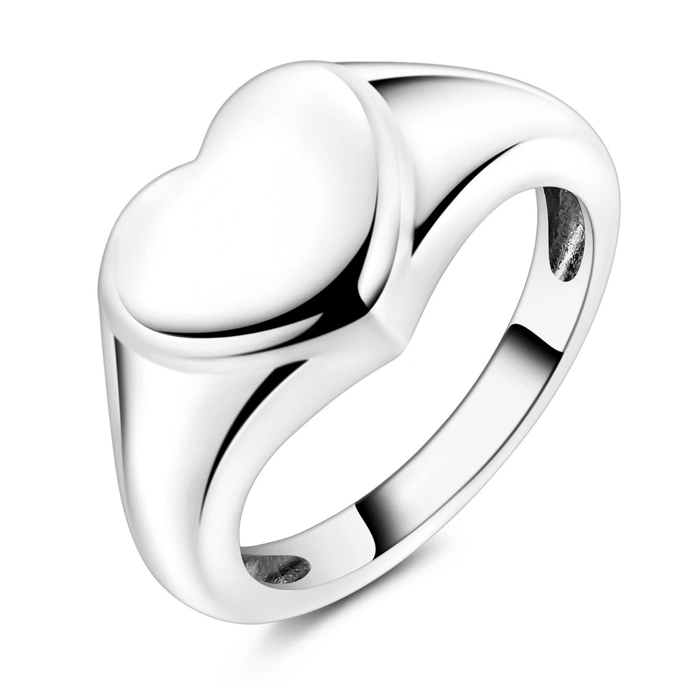 925 Sterling Silver Heart Ring with Cubic Zircon | Geometric Wedding Band for Women lifestyle view