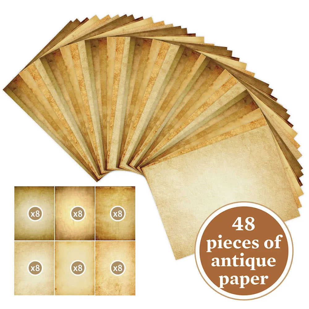 48 Sheets Vintage Scrapbook Paper Set | A4 Retro Junk Journal Collage Supplies lifestyle view