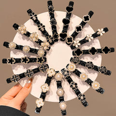 2pcs Korean Style Rhinestone Braided Hair Clip for Woman Elegant Temperament Duckbill Clip Fashion Girl's Side Clip Hairpin
