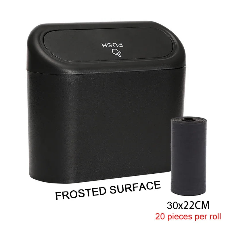 Car Trash Can Bin with Lid Car Garbage Can Leakproof Mini Car Interior Storage Case Tr close-up view