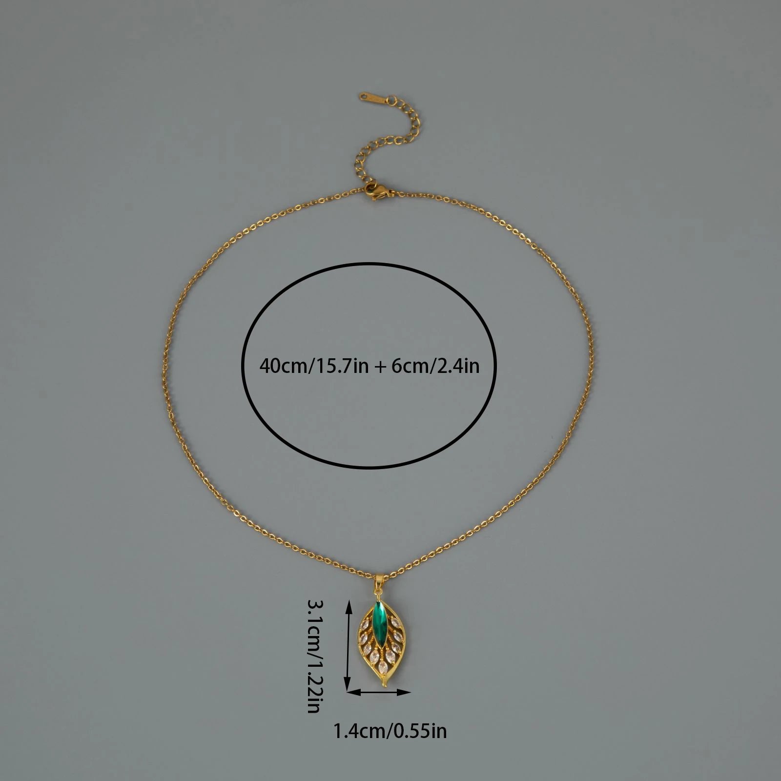 Simple Palm Leaf Necklace with Cubic Zirconia Pendant | Elegant Fashion Jewelry alternate view