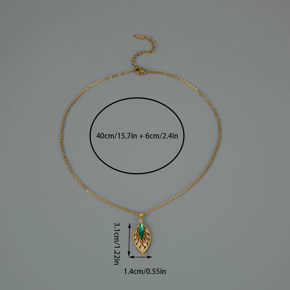 Simple Palm Leaf Necklace with Cubic Zirconia Pendant | Elegant Fashion Jewelry alternate view