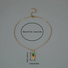 Simple Palm Leaf Necklace with Cubic Zirconia Pendant | Elegant Fashion Jewelry alternate view