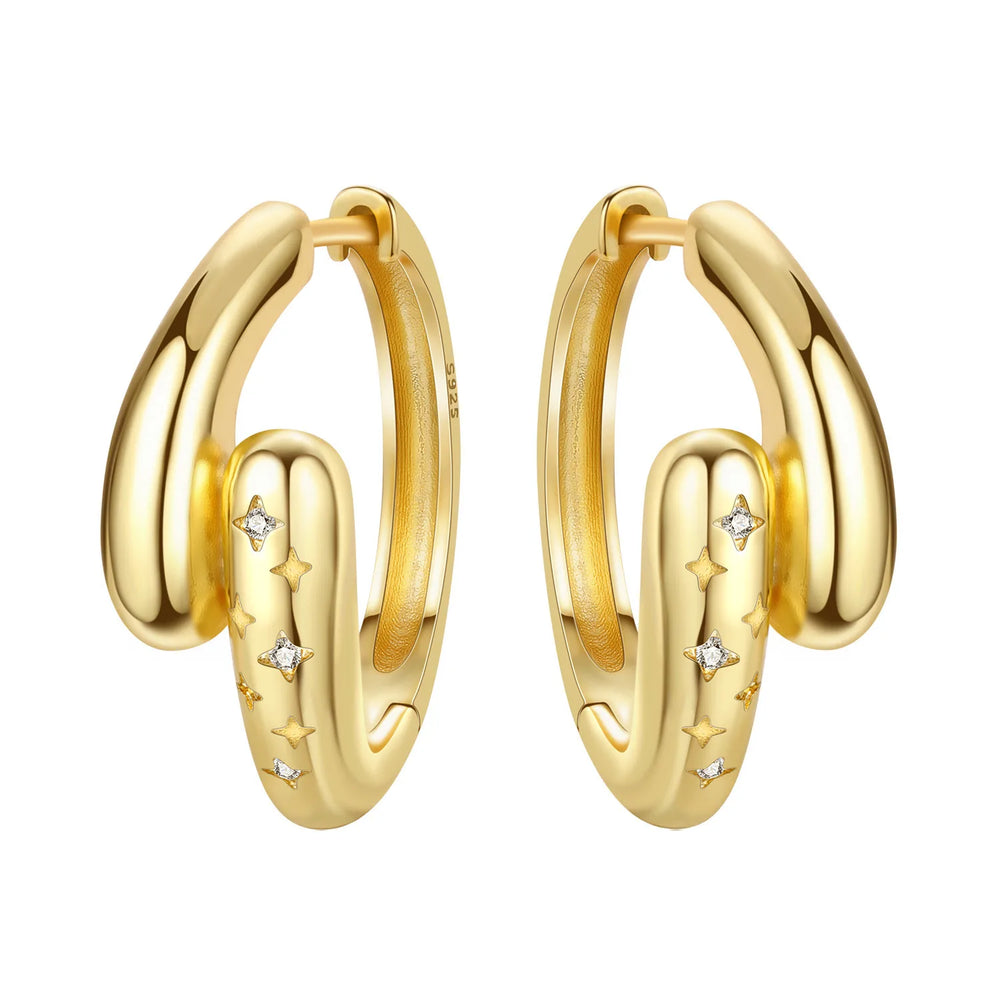 Original 925 Sterling Silver Planet Starlight Earrings Fashion 18K Gold Hoop Earring lifestyle view
