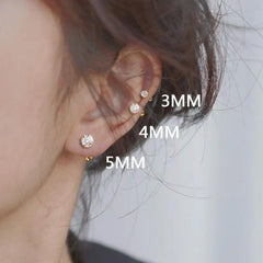 Crystal Round Stud Earrings for Men | Surgical Steel Screw Back Earrings close-up view