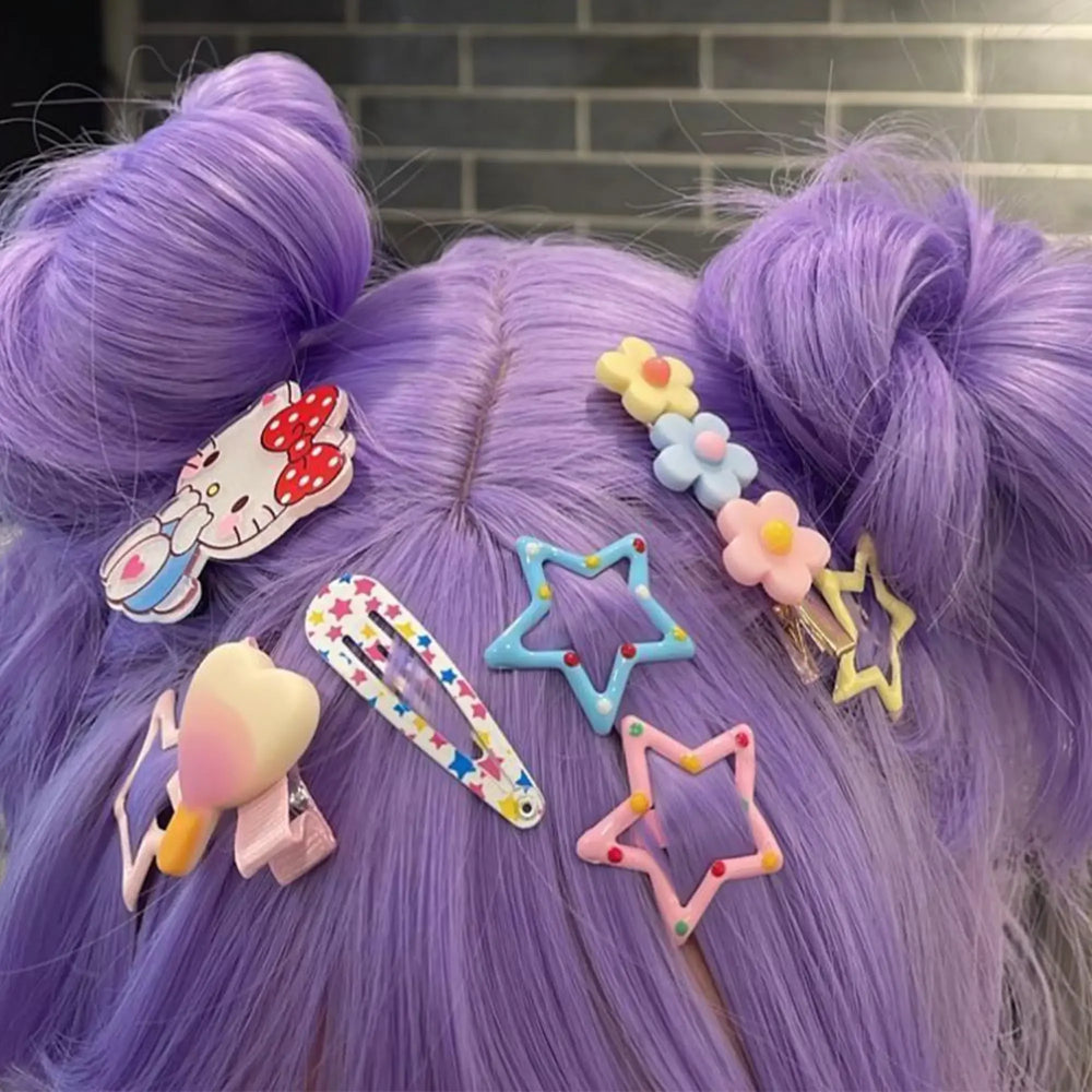 Mini Star Hair Clip Kids Colorful Metal Hair Clips Cute Y2K Hair Accessories for Wome lifestyle view