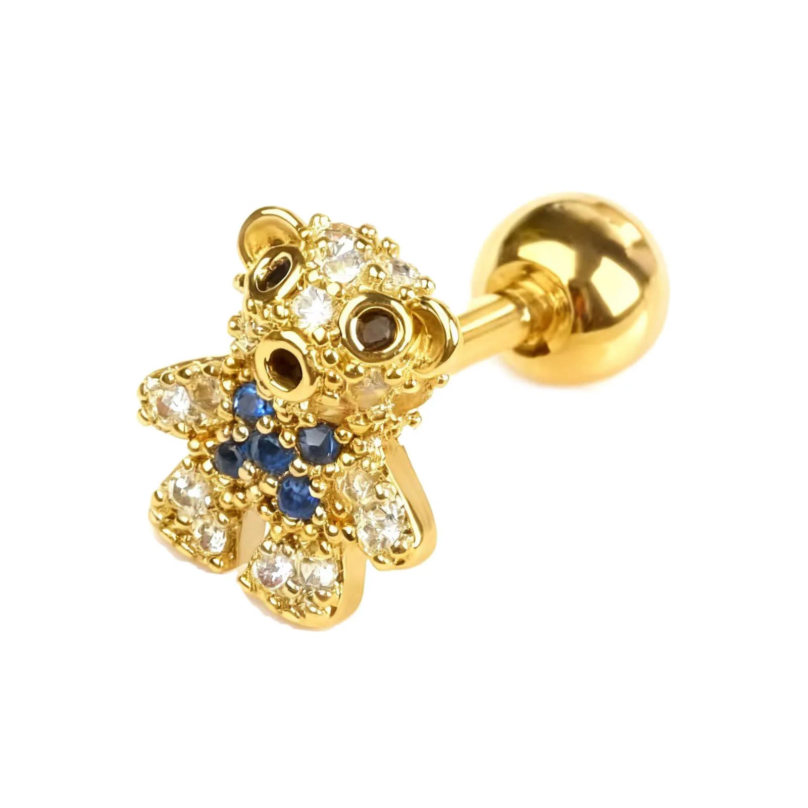 Stainless Steel Ear Studs - Micro Paved Zirconia Cartilage Earrings, Delicate Minimali close-up view