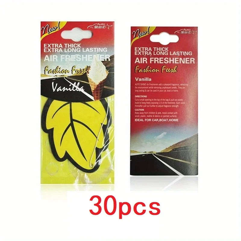 3-60pcs Car Air Freshener Natural Scented Tea Paper Auto Hanging Vanilla Perfume Fragr close-up view