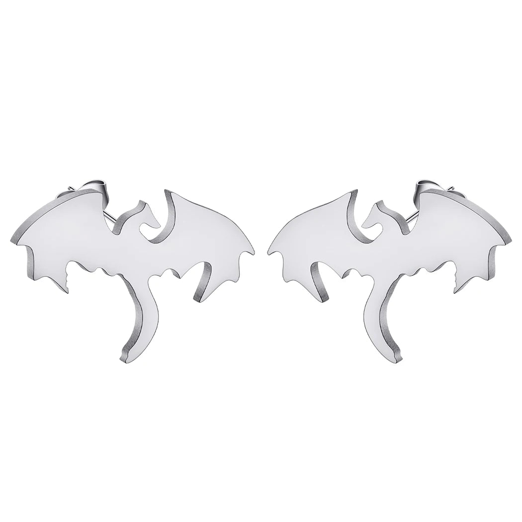 Punk Black Western Dragon Ear Stud | Stainless Steel Stud Earrings additional angle