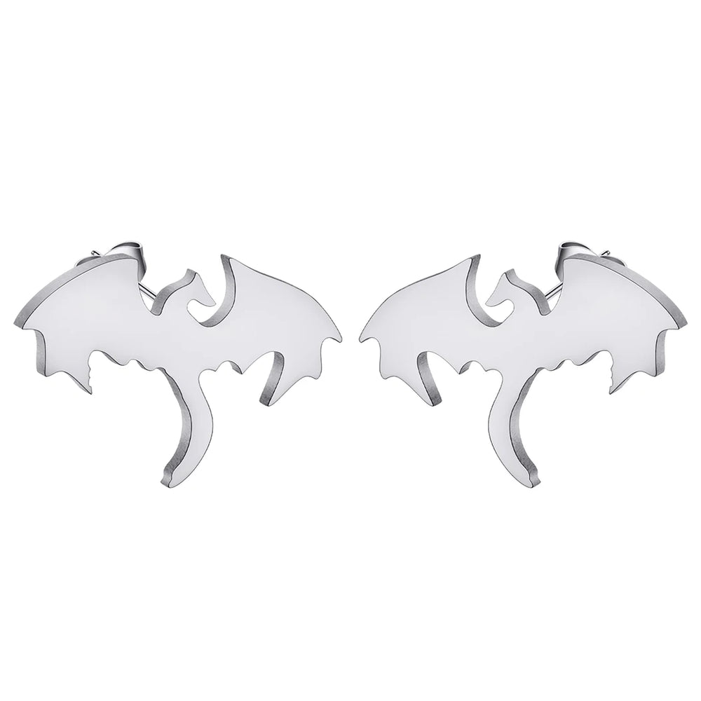 Punk Black Western Dragon Ear Stud | Stainless Steel Stud Earrings additional angle