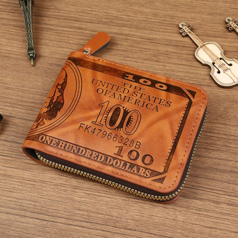 CEXIKA Men's Leather Wallet | Zipper Clutch with Card Holder