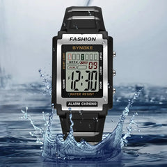 SYNOKE Men Rectangular Sports Electronic Watch Waterproof 50M Night Light Large Screen A detail view