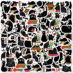 Etori Life Black Cat Stickers | 45 Waterproof DIY Stickers for Laptops and Scrapbooking
