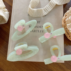 Sweet Pink Round Bead Hair Claw Creative Planet Hollow Out Oval Hair Clip Women Fashion Hair Accessories