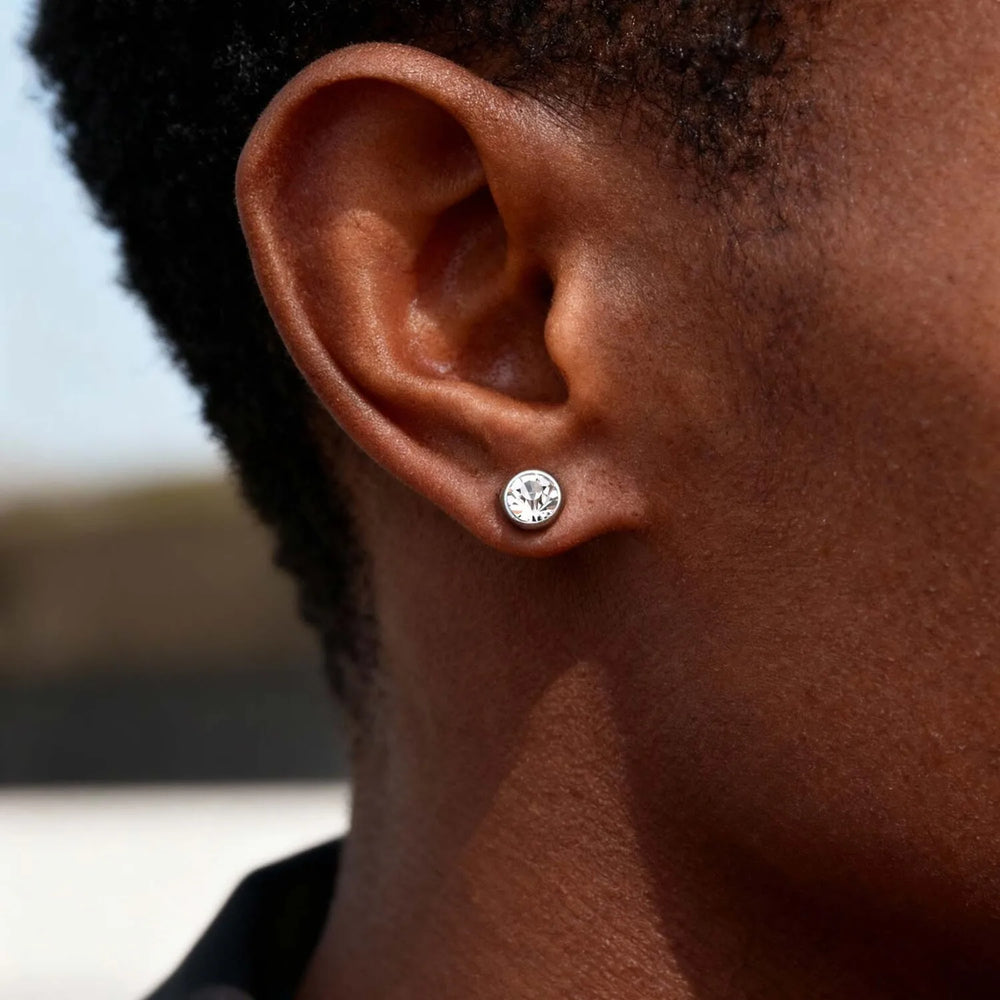 1 Pair Round Zircon Magnetic Ear Stud Clip Earrings for Men Women,Punk Round Zircon M alternate view